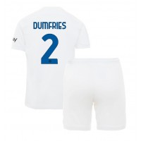 Inter Milan Denzel Dumfries #2 Vonkajší Detský futbalový dres 2023-24 Krátky Rukáv (+ trenírky)